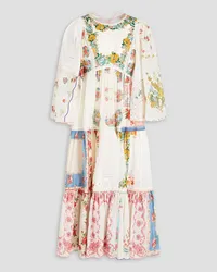 Zimmermann Tiered floral-print cotton midi dress - White White