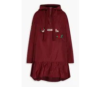 Embroidered shell hooded jacket - Burgundy