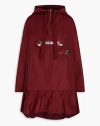 RED Valentino Embroidered shell hooded jacket - Burgundy Burgundy