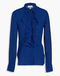 Ganni Ruffled crepon blouse - Blue Blue