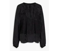 Yuni silk-blend devoré-chiffon blouse - Black