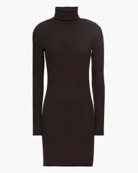 Enza Costa Ribbed modal-blend turtleneck mini dress - Brown Brown