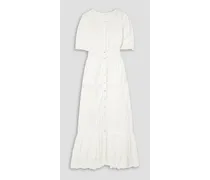 Medina crochet-trimmed broderie anglaise cotton midi dress - White