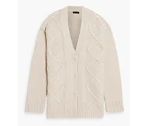 Cable-knit wool cardigan - Neutral