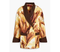 Climene printed silk-twill blazer - Yellow