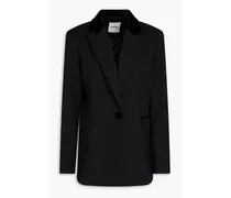 Hella velvet-paneled twill blazer - Black