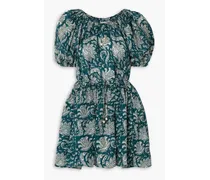 Chiara tiered floral-print silk-voile mini dress - Blue