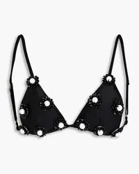 Pat Bo Flower embellished triangle bikini top - Black Black