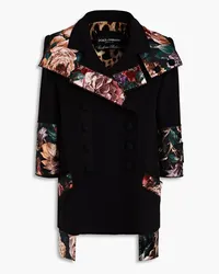 Dolce & Gabbana Double-breasted brocade-paneled crepe jacket - Black Black