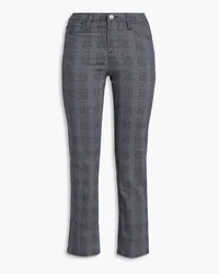 Frame Denim Cropped Prince of Wales checked twill slim-leg pants - Black Black