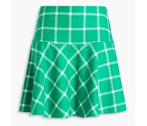 Checked wool-twill mini skirt - Green