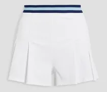 Ace Jaynee striped pleated ribbed stretch-jersey tennis shorts - White