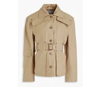 Belted cotton-canvas jacket - Neutral