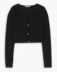 Reformation Vernon cropped faux pearl-embellished stretch-TENCEL Lyocell jersey top - Black Black