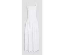 Ribbed cotton-blend jersey and poplin maxi dress - White