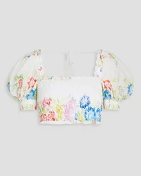 Charo Ruiz Cumbi cropped floral-print cotton-blend voile top - White White