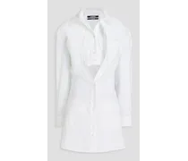 Baunhilha layered cutout cotton-poplin mini shirt dress - White