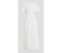 Cutout linen and Lyocell-blend maxi dress - White