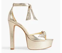 Clarita bow-embellished metallic leather platform sandals - Metallic