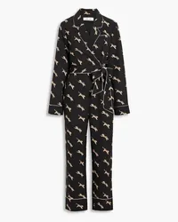 Diane von Furstenberg Brittania floral-print crepe wrap jumpsuit - Black Black