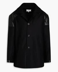 Maison Margiela Faux leather-paneled wool-blend felt jacket - Black Black