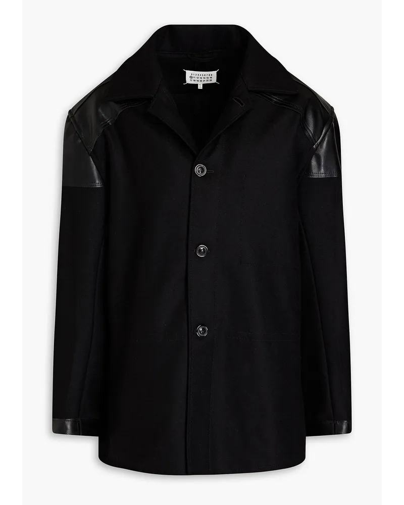 Maison Margiela Faux leather-paneled wool-blend felt jacket - Black Black