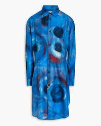 Marni Printed silk-habotai shirt dress - Blue Blue