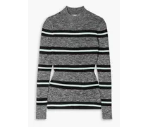 Striped ribbed-knit turtleneck sweater - Black