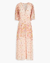 byTiMo Floral-print satin midi dress - Orange Orange