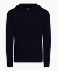 Giorgio Armani Bouclé-knit wool and silk-blend hooded sweater - Blue Blue