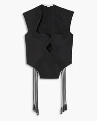 Stella McCartney Cutout tasseled woven top - Black Black