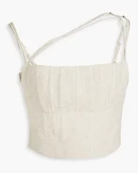 Rachel Gilbert Byron cropped linen-canvas bustier top - White White