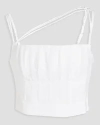 Rachel Gilbert Byron cropped linen-canvas bustier top - White White