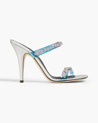 Giuseppe Zanotti Crystal-embellished iridescent-effect vinyl mules - Metallic Metallic