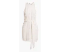 Cecilia belted sequined chiffon mini dress - White