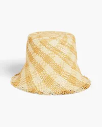 Eugenia Kim Ramona frayed checked straw bucket hat - Neutral Neutral