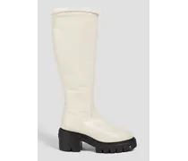 Soho shearling-lined leather knee boots - White