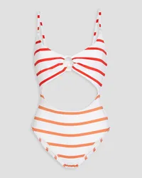 Solid and Striped Cutout striped swimsuit - White White