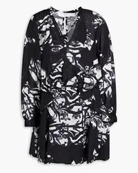 IRO Ruffled printed ramie mini dress - Black Black