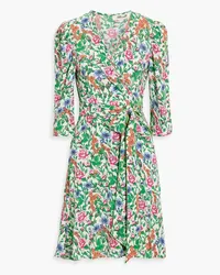 Diane von Furstenberg Charlene floral-print crepe mini wrap dress - Green Green