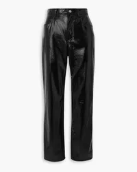 Philosophy Di Lorenzo Serafini Crinkled faux patent-leather straight-leg pants - Black Black