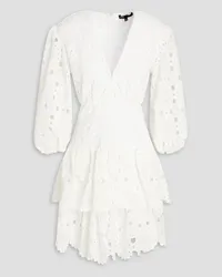 Maje Tiered cutout cotton crocheted lace mini dress - White White