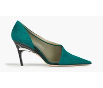 Suede and mesh pumps - Green