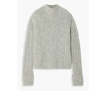 Cable-knit alpaca-blend turtleneck sweater - Gray