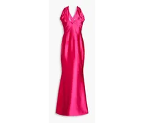 Fluted satin halterneck gown - Pink