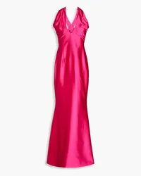 RASARIO Fluted satin halterneck gown - Pink Pink