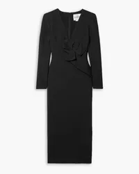 Roland Mouret Appliquéd wool and silk-blend crepe midi dress - Black Black