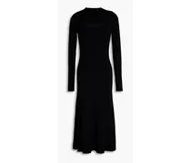 Convertible ribbed-knit midi dress - Black
