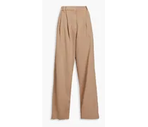 Pleated cotton wide-leg pants - Neutral
