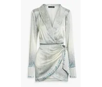 Hailey printed silk-blend mini wrap dress - Blue